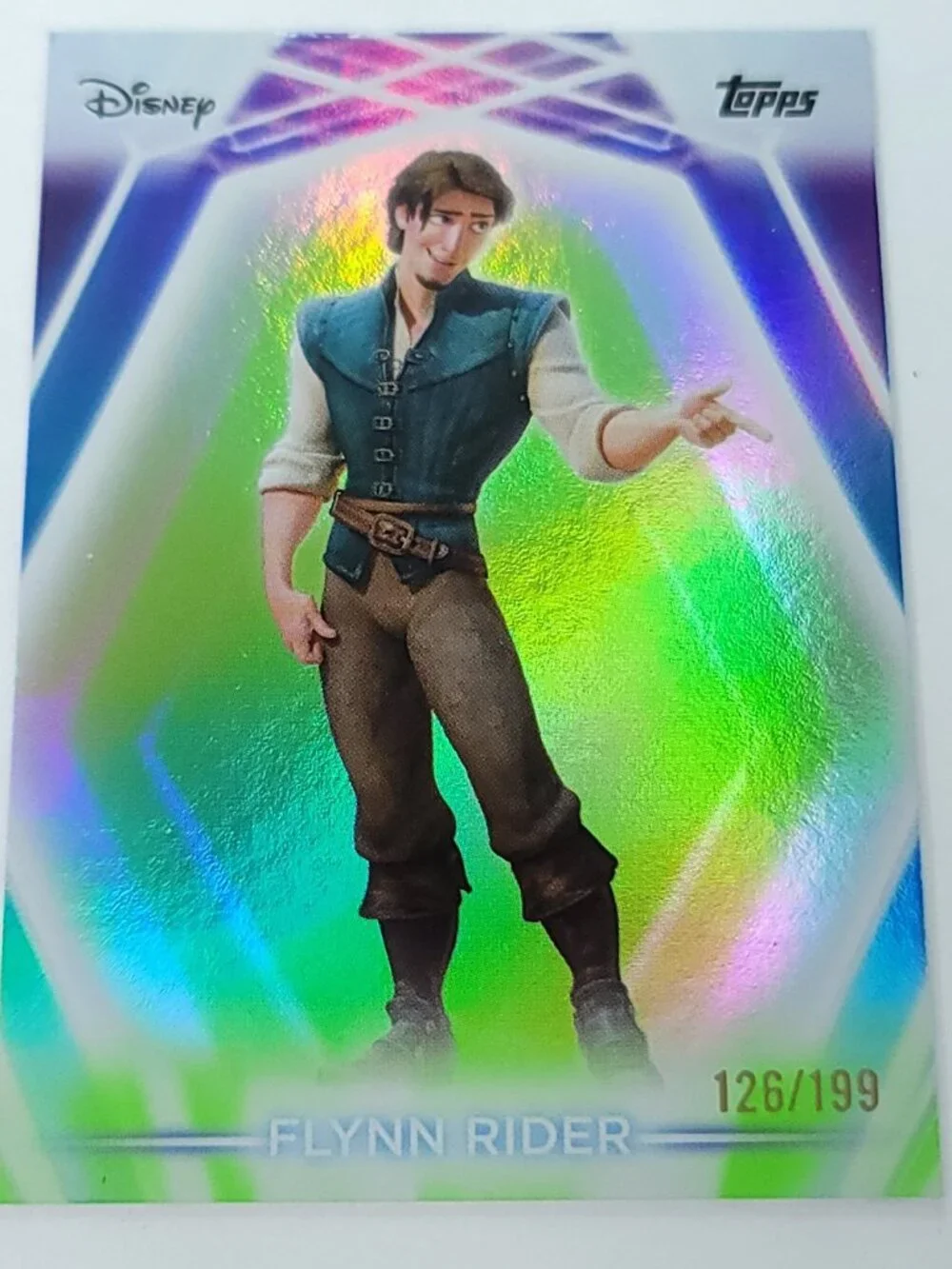 Flynn Rider Topps 2026 Disney Neon Holo Parallel Refractor Limited 126/199 - Picture 1 of 4